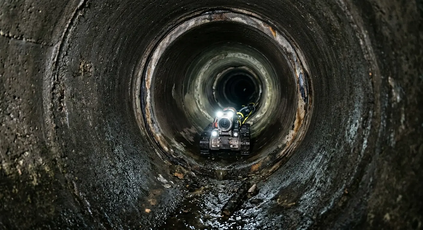 Robotic sewer camera inspecting pipe interior for Sewer Line Repair in Manorhaven